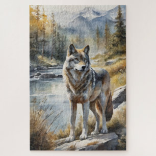 Puzzle Loup magnifique quelque part dans la belle nature
