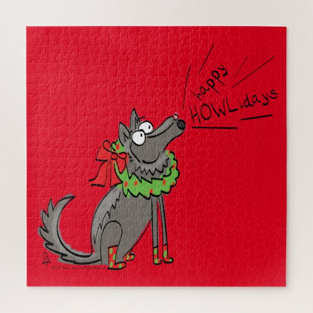 Puzzle Loup Noël Funny Mignonnes Enfants (Vertical)