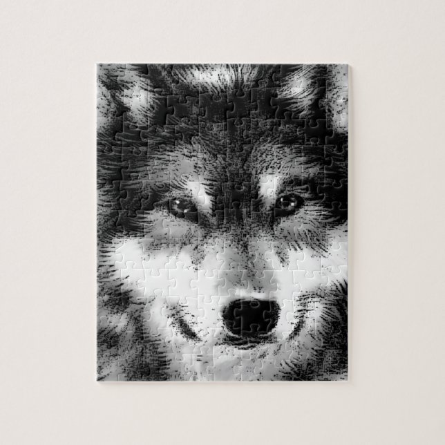 Puzzle Loup noir et blanc (Vertical)