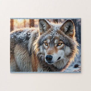 Puzzle Loup sauvage en hiver