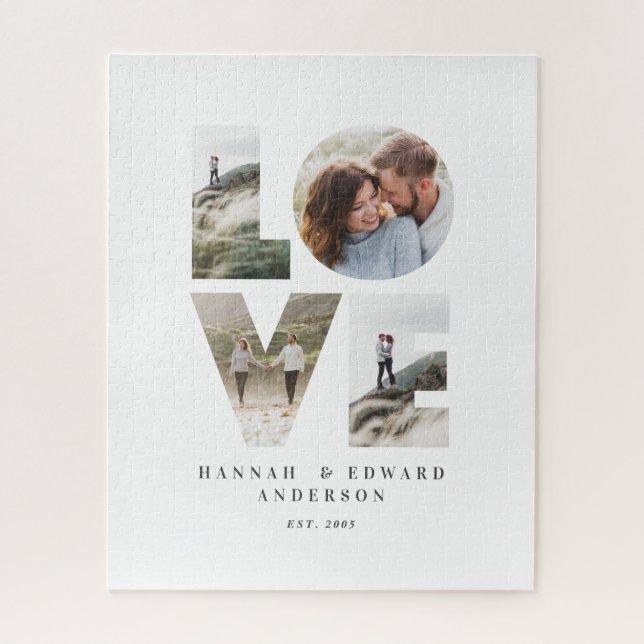 Puzzle Love 4 photo simple moderne cadeau personnalisé (Vertical)