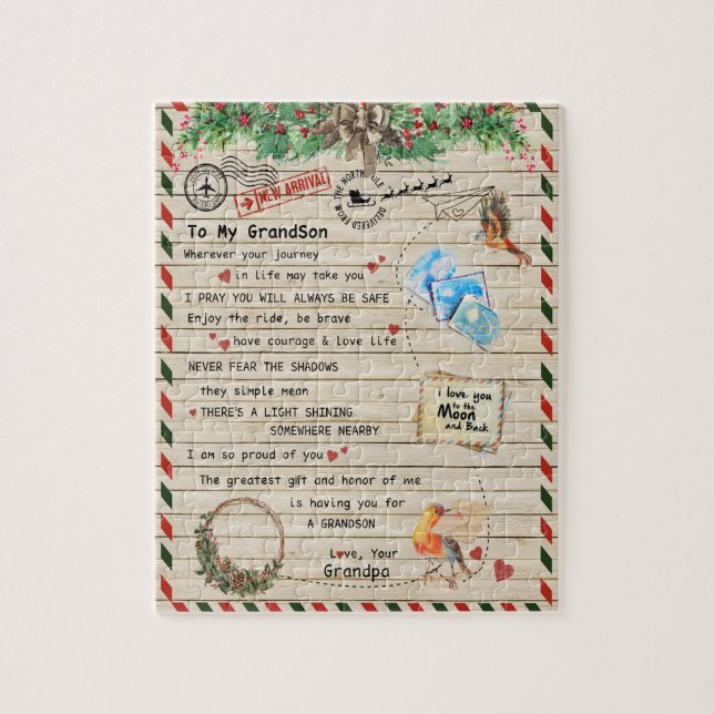 Puzzle Love Grandson|Lettre À Mon Petit-Fils Je Suis Fièr (Vertical)