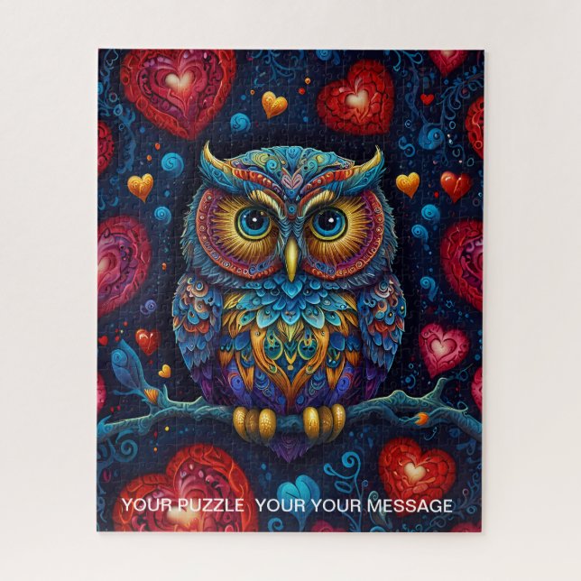 Puzzle Love Heart Owl (Vertical)