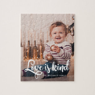 Puzzle Love is Kind Script with Photo and Name