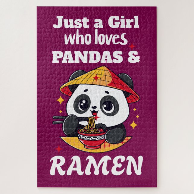 Puzzle Love Pandas and Ramen (texte blanc) (Vertical)