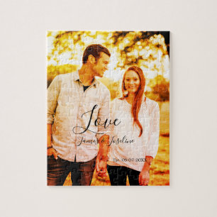 Puzzle Love photo ajouter nom est. Date année couple mari