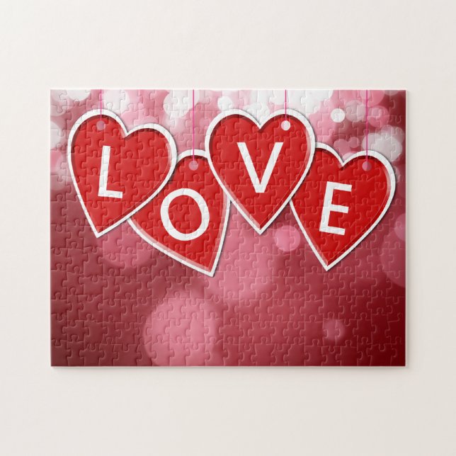 Puzzle LOVE Red Hearts Saint Valentin (Horizontal)