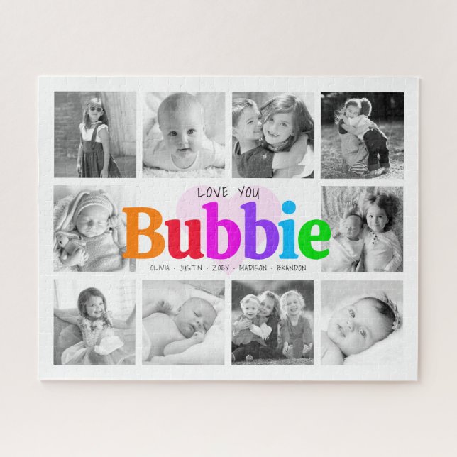 Puzzle Love You Bubbie Rainbow 10 Photo Collage Moderne (Horizontal)