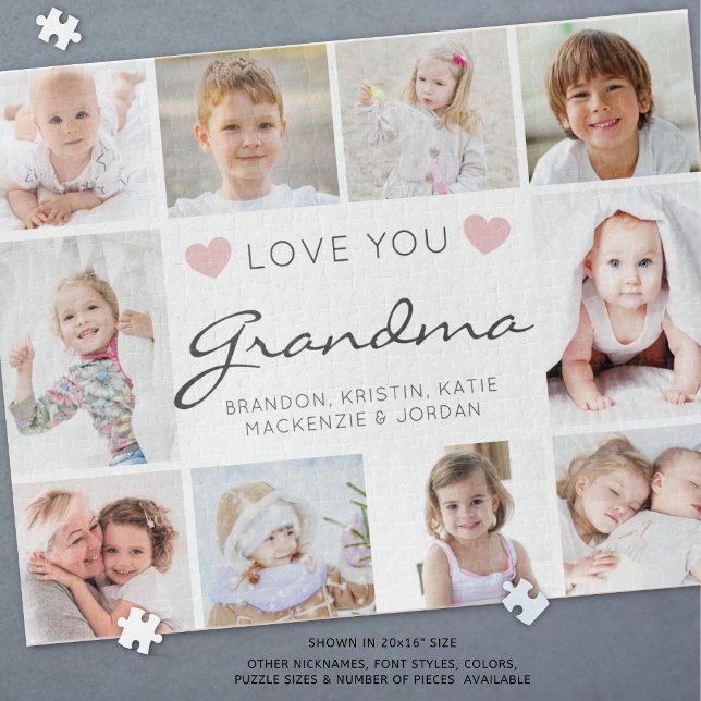 Puzzle Love You Grand-mère ou Nickname 10 Photo Collage (Créateur téléchargé)