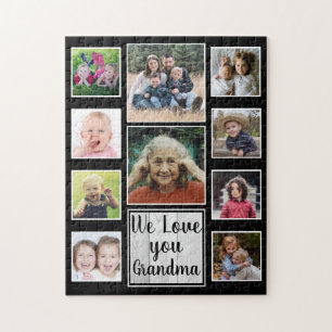Puzzle Love You Grandma 10 Family Photo Collage Noir