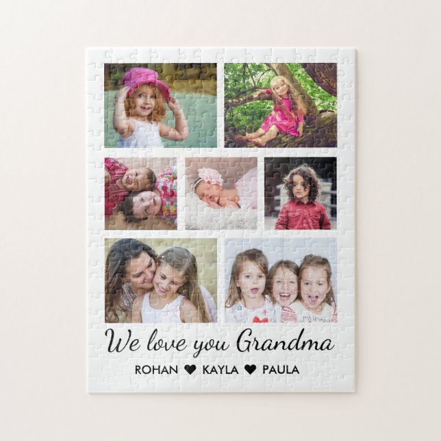 Puzzle Love You Grandma 7 Photo Collage Blanc (Vertical)