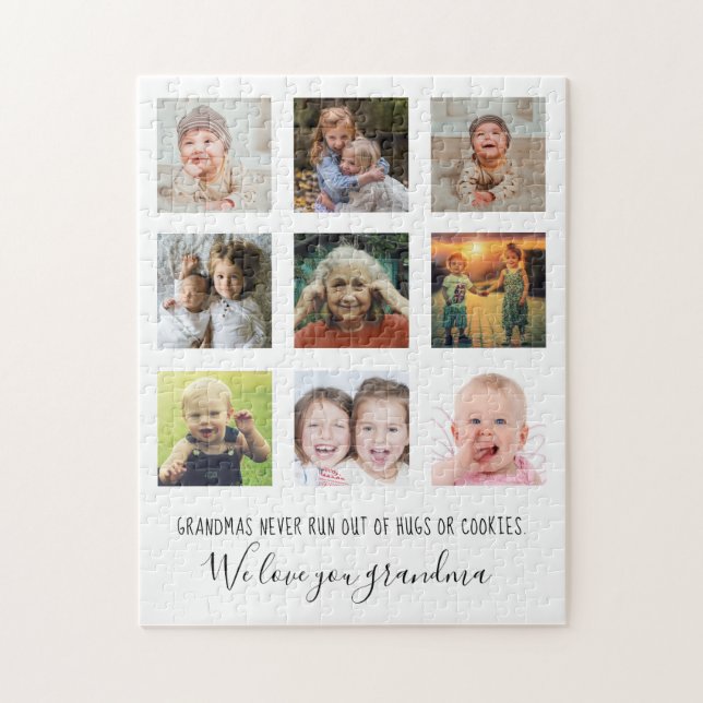 Puzzle Love You Grandma 9 Photo Collage Famille Blanc (Vertical)