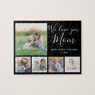 Puzzle Love You Mom Family Photo Collage noir