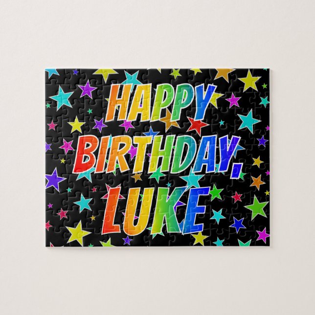 Puzzle "LUKE" Prénom, amusant "HEUREUX ANNIVERSAIRE" (Horizontal)