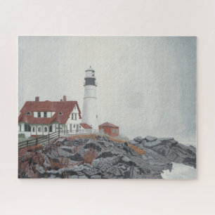 Puzzle Lumière de tête Portland dans le brouillard 520pc 