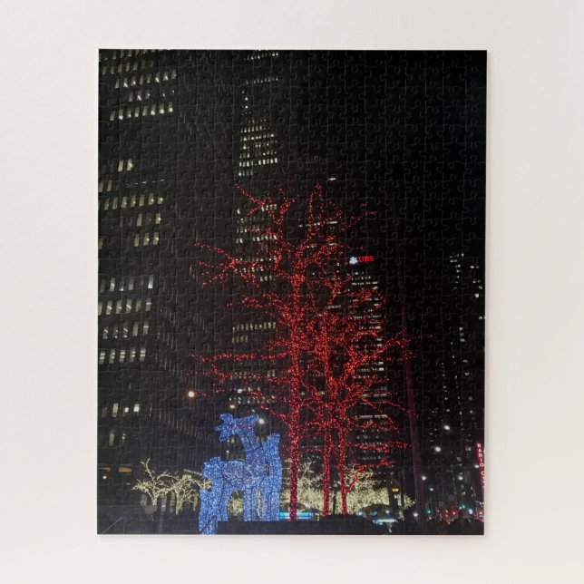 Puzzle Lumières de Noël des rennes New York City Manhatta (Vertical)