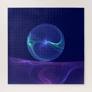 Puzzle Lumineuse Bleu Violet Rêve Abstrait Fractal Art