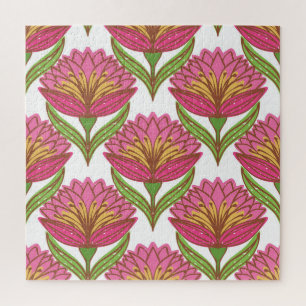 Puzzle Luminosité florale : Vintage blanc rouge.