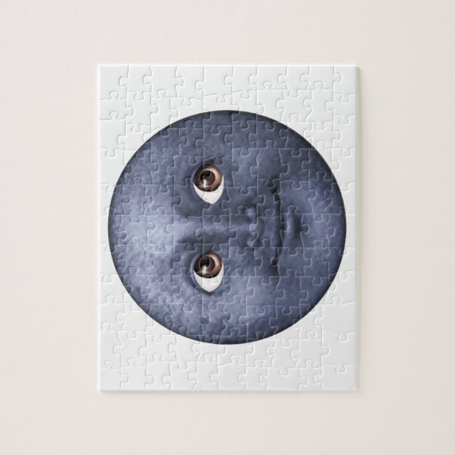 Puzzle Lune bleu foncé - Emoji (Vertical)