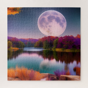 Puzzle Lune de récolte d'automne violet