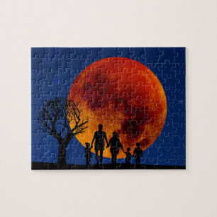 Puzzle Lune de sang Lunaire Famille Eclipse