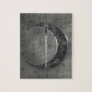 Puzzle Lune et épée celtiques grises