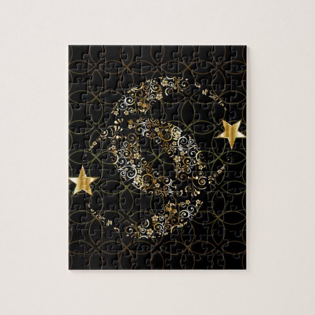 Puzzle Lune et étoile florales islamiques (Vertical)