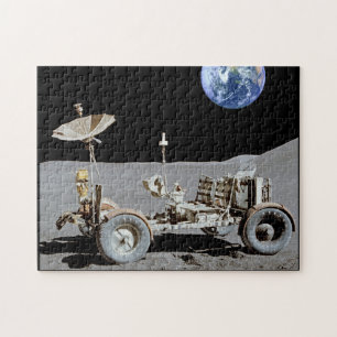 Puzzle Lune Rover Avec Terre Ajoutée À L'Arrière - plan