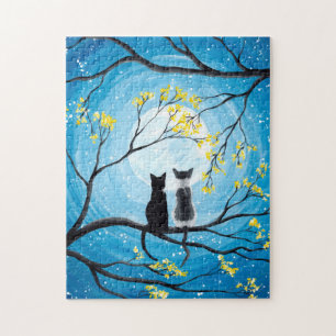 Puzzle Lune Whimsical avec chats