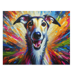 Puzzle Lurcher Art Acrylique : Long Chien Fauve Bringé