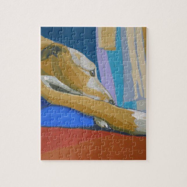 Puzzle Lurcher jaune "silencieux de désir ardent" - (Vertical)