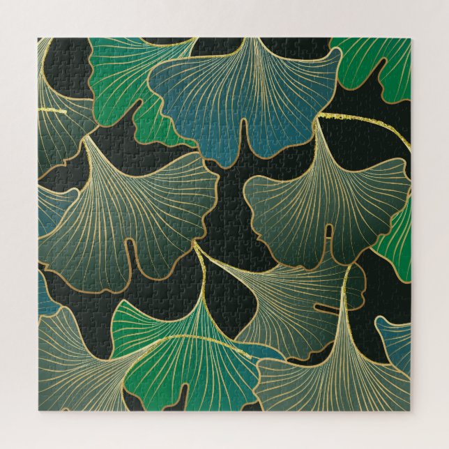 Puzzle Luxueux or Ginkgo, art vintage. (Vertical)