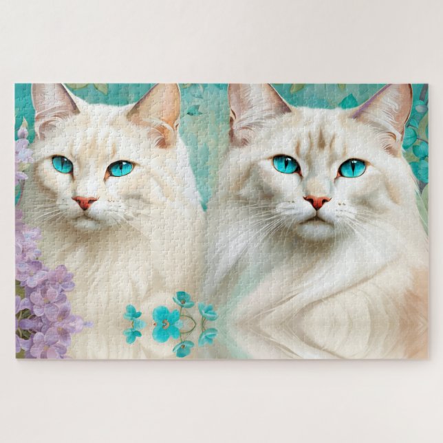Puzzle Lynx Point Siamese Portrait Art (Horizontal)