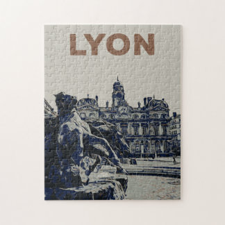 Puzzle Lyon Fontaine Bartholdi illustration France Po