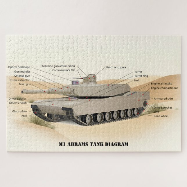 Puzzle M1 Abrams Tank Diagram : Desert Edition (Horizontal)