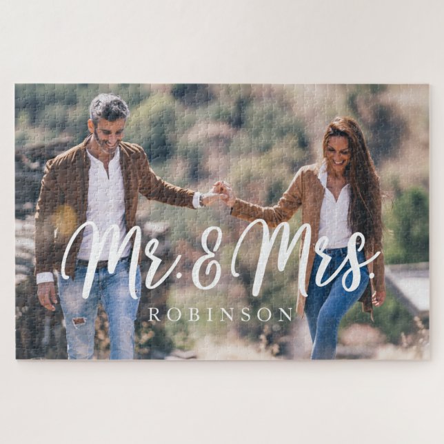 Puzzle M. & Mme Newlyted Photo complète personnalisée (Horizontal)