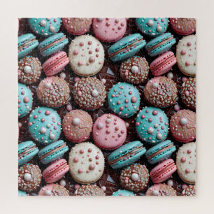 Puzzle Macaron bleu, rose et chocolat