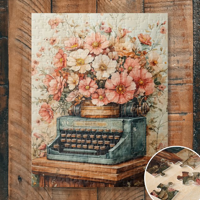 Puzzle Machine à écrire avec fleurs (Créateur téléchargé)