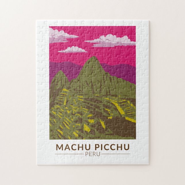 Puzzle Machu Picchu Pérou Voyage Art Retro (Vertical)