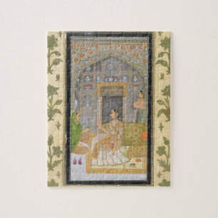 Puzzle Madame assise dans un pavillon avec des préposés,