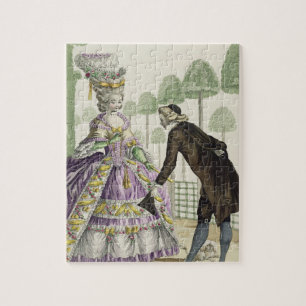 Puzzle Madame dans des promenades lilas d'une robe dans