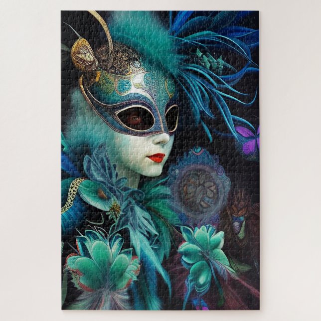 Puzzle Madame Masquerade Turquoise (Vertical)
