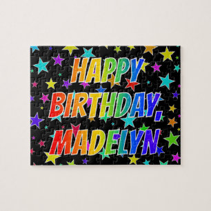Puzzle "MADELYN" Prénom, Amusant "HEUREUX ANNIVERSAIRE"