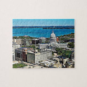 Puzzle Madison, Wisconsin Downtown Lake et les bâtiments