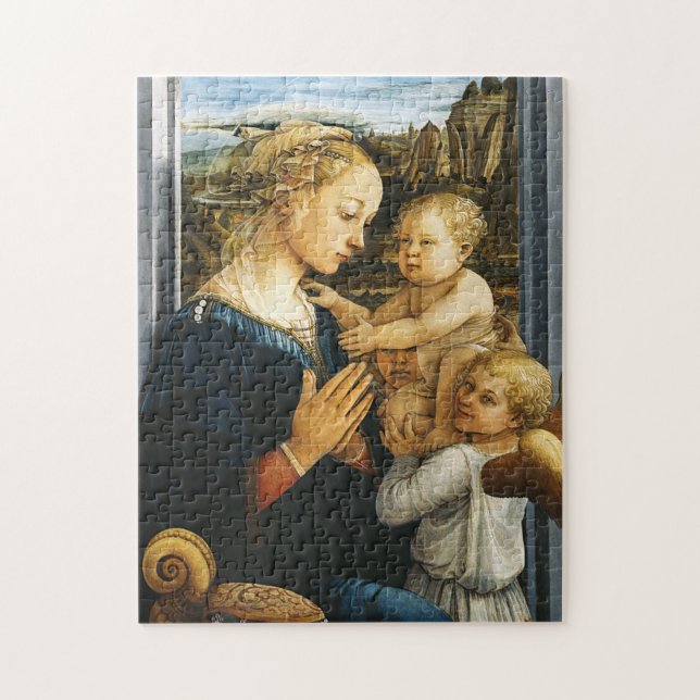 Puzzle Madonna avec enfant et deux anges, Filippo Lippi (Vertical)