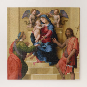 Puzzle Madonna et enfant couronnés avec des saints Mary