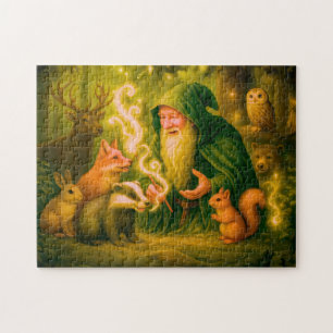 Puzzle Mage de la forêt parlant aux animaux dans l'huile