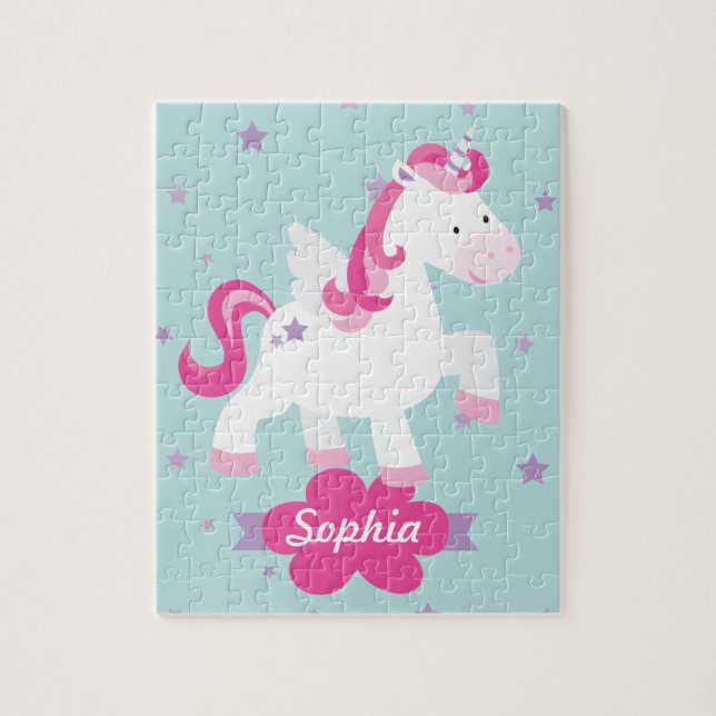 Puzzle magique de licorne personnalisé par rose (Vertical)