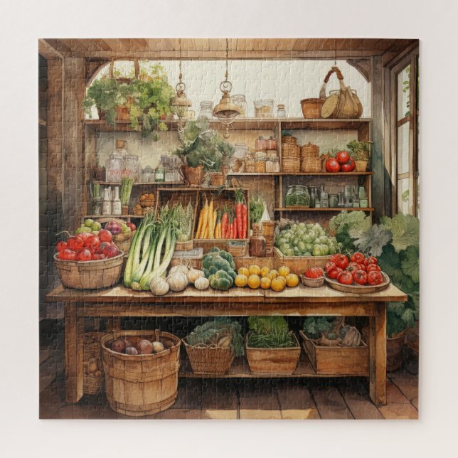 Puzzle Magnifique Aquarelle Country Vegetable Store (Vertical)