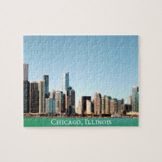 Puzzle Magnifique panoramique Chicago Skyline River Sunny